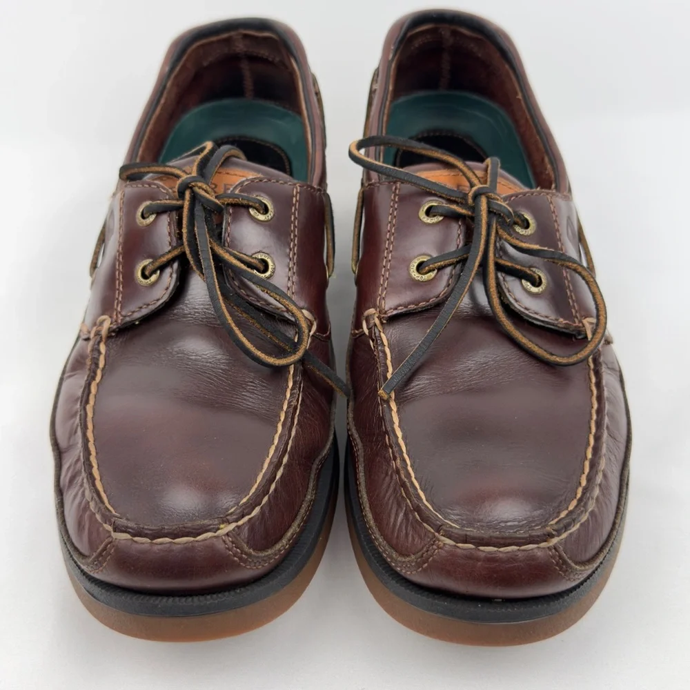 Brown Leather Boat Shoes Classic Moc Toe Sz 10.5M Sperry Top-Sider Coastal Prep